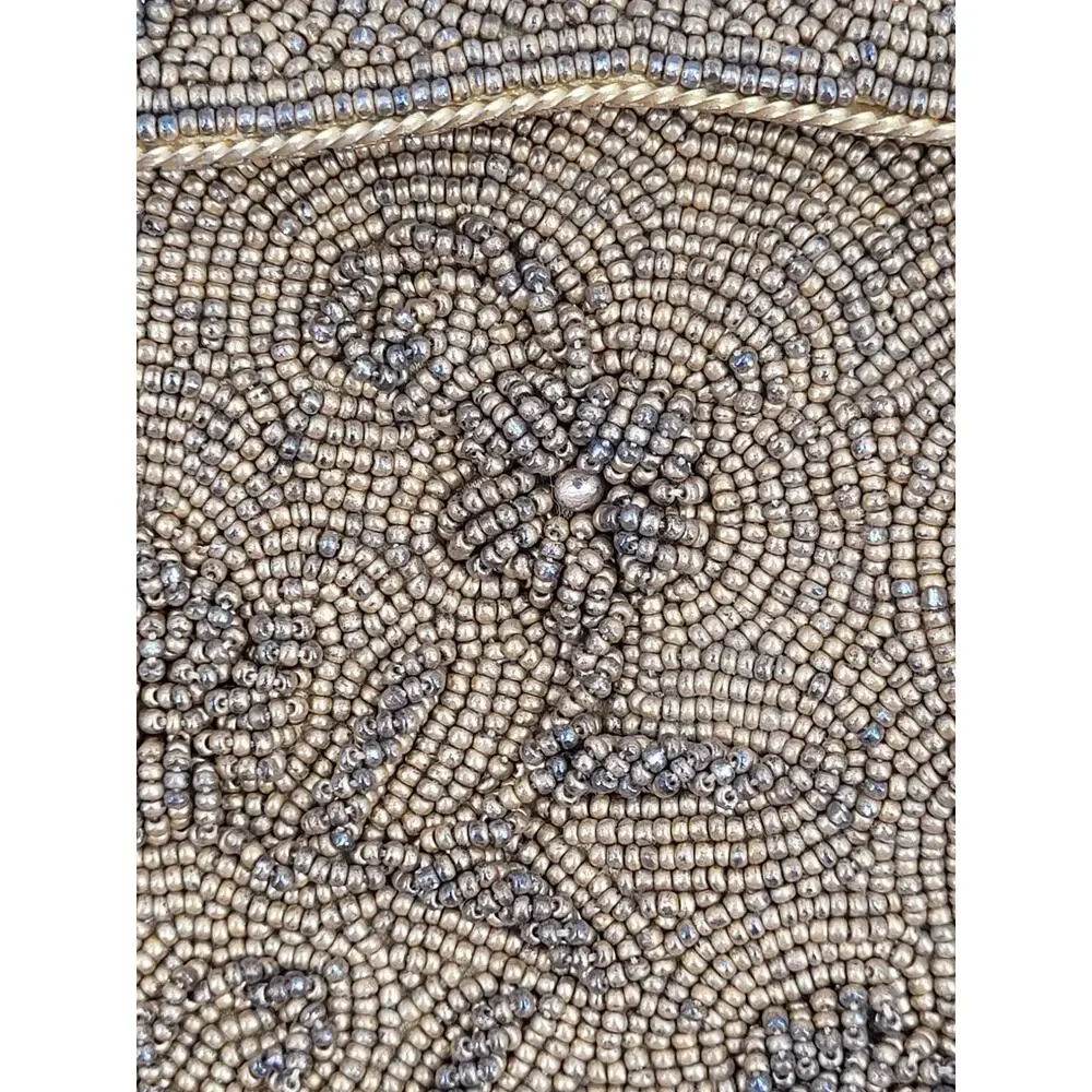 Vintage Gold Seed Bead Floral Evening Purse Art Deco Coquette Glamour Chic